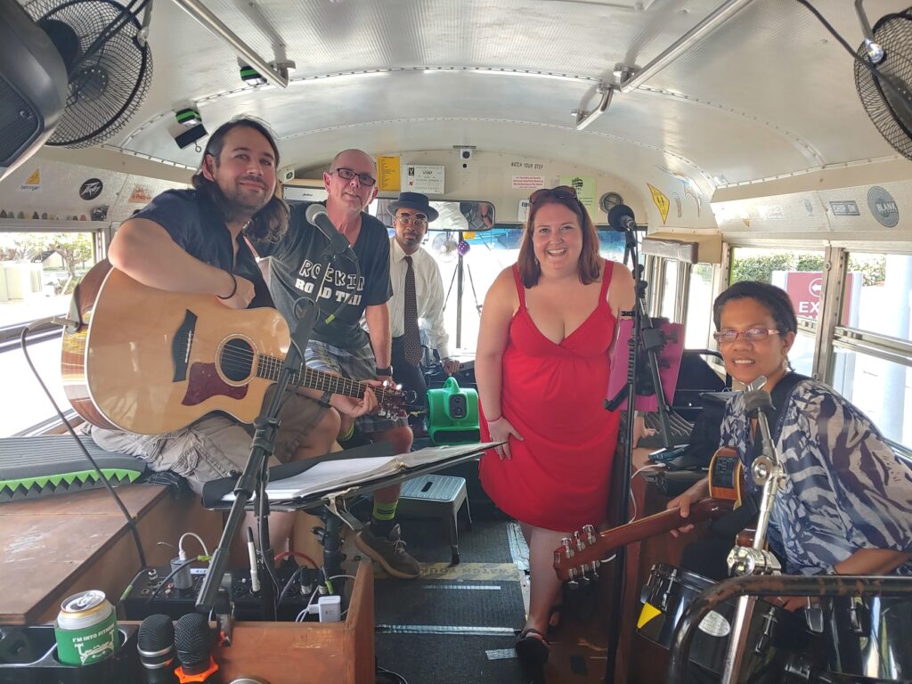 Live band for a birthday party in Atlanta, GA on the Rockin Road Trip party bus.